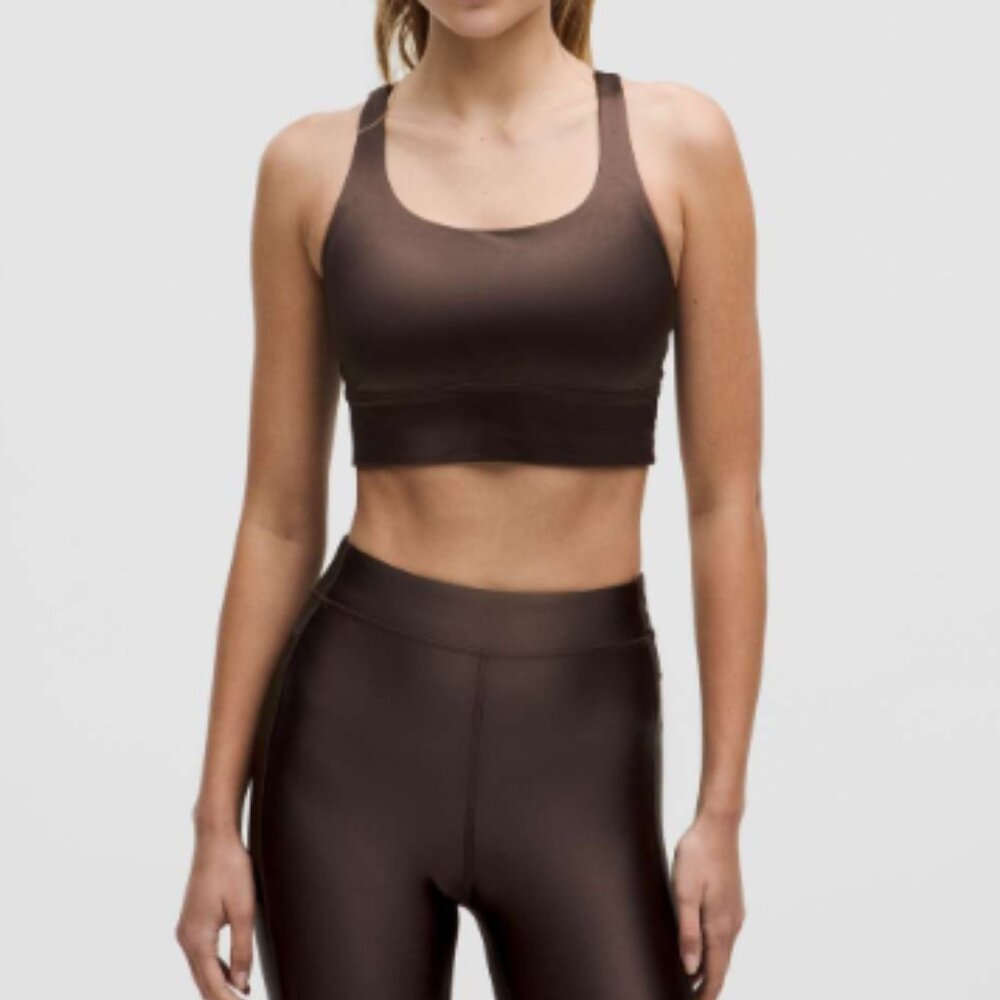 Lululemon Energy Longline Bra *Medium Support Satin Shine Espresso Size 10